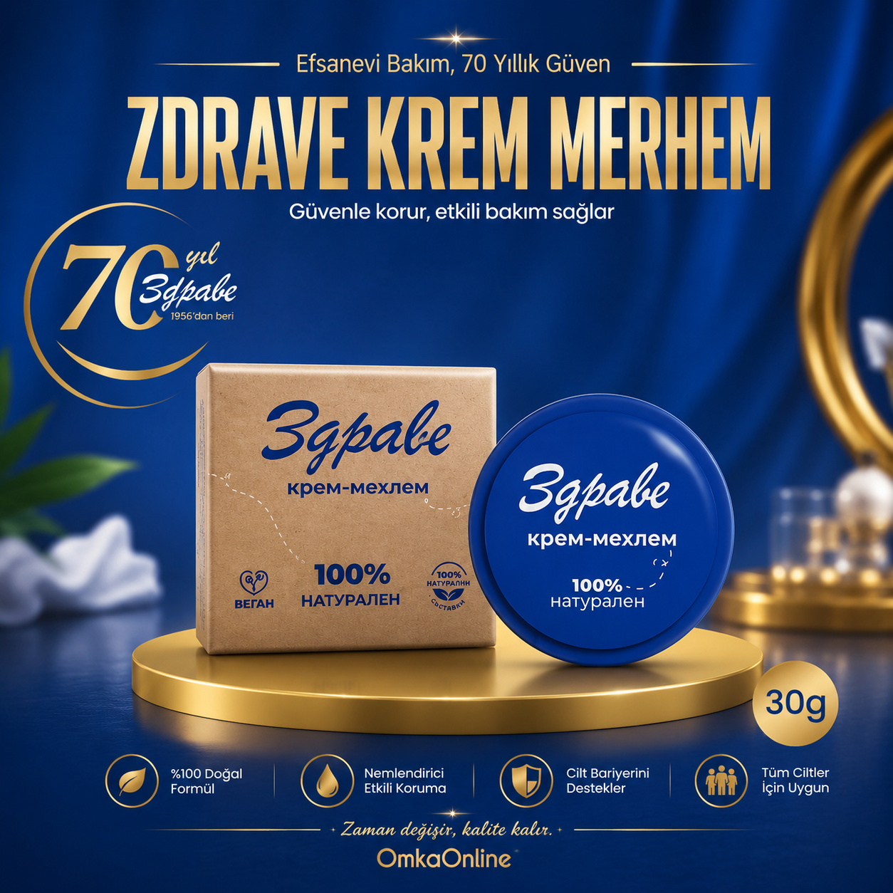 Zdrave Krem Merhem 30 g | %100 Vegan Yoğun Bakım Etkili Günlük Cilt Bakım Kremi