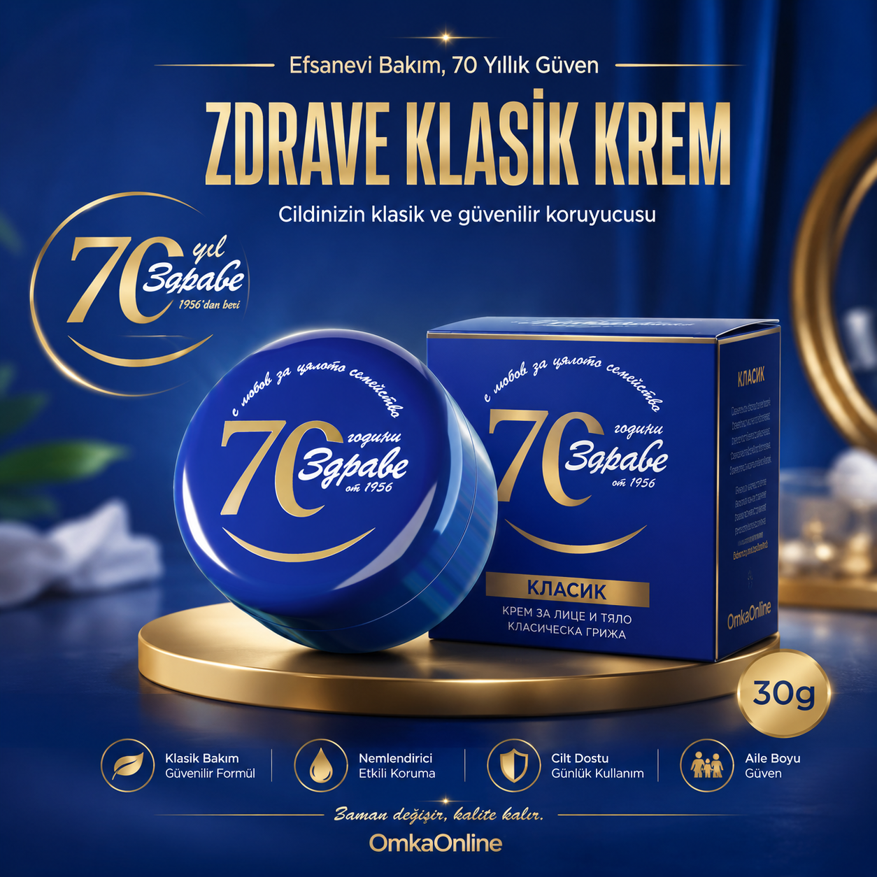 Zdrave Klasik Krem 30 g | Günlük Nemlendirici, Onarıcı ve Koruyucu Cilt Bakım Kremi