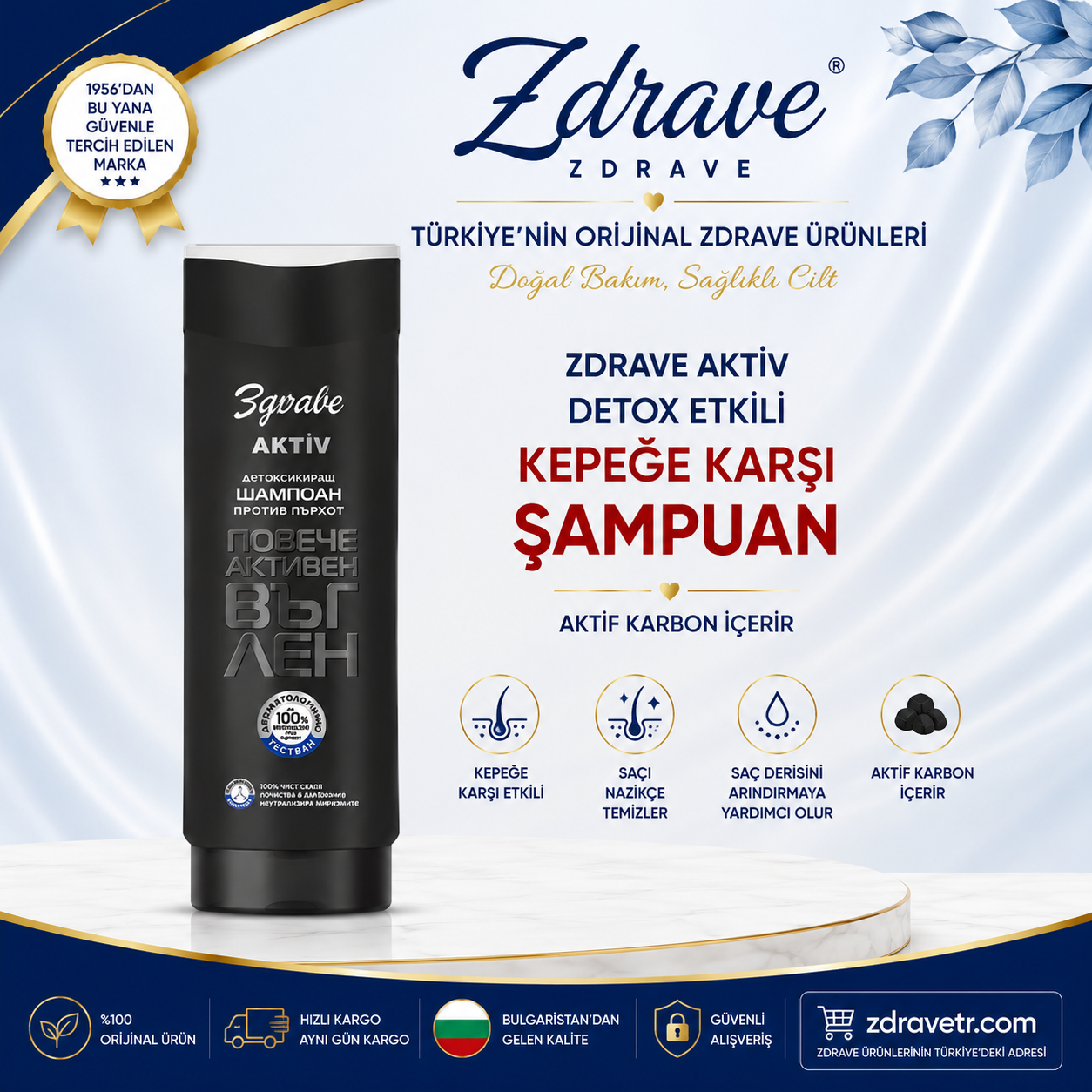 Zdrave Aktiv Detoks Etkili Kepeğe Karşı Şampuan 200 ml | Aktif Karbon İçeren Saç Bakım Şampuanı