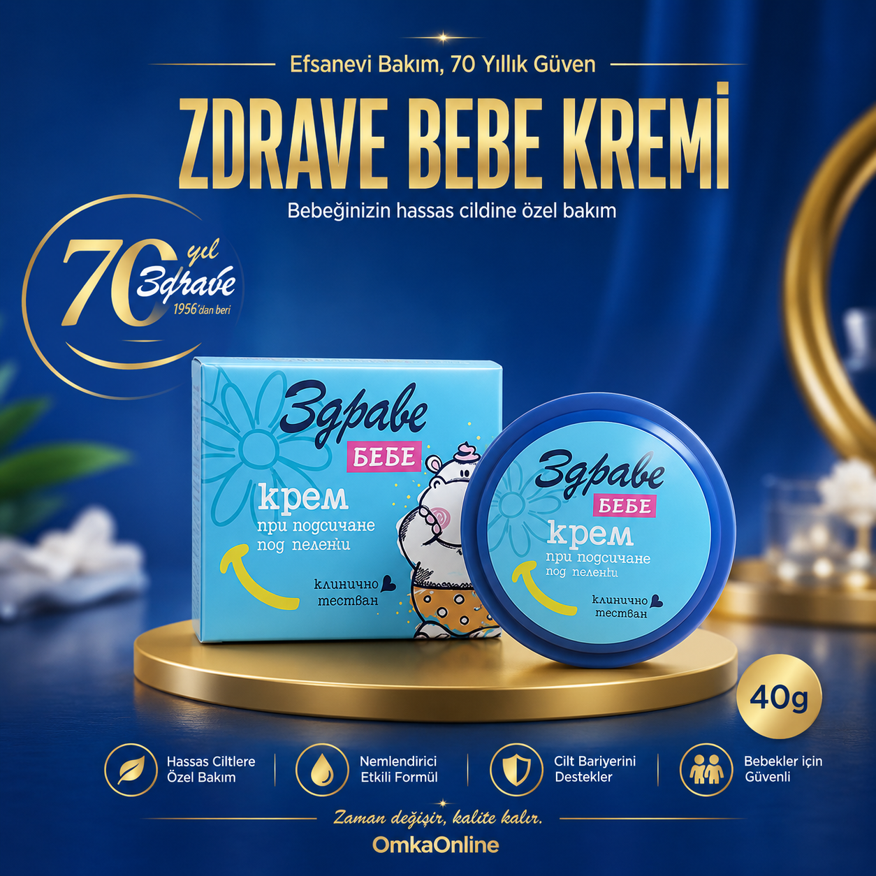 Zdrave Bebe Kremi 40 g | Hassas Bebek Cildi İçin Günlük Bakım Kremi