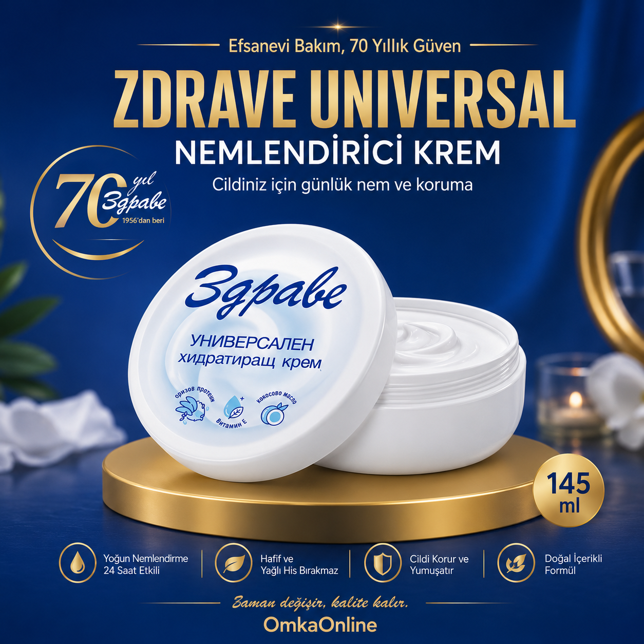 Zdrave Universal Nemlendirici Krem 145 ml | Tüm Aile İçin Günlük Cilt Bakım Kremi